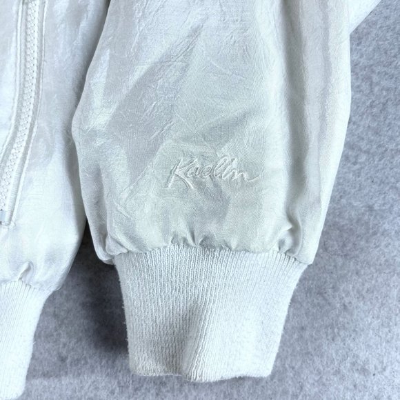 Vintage KAELIN Women XS White Striped Embroidered Nautical Crest 80s Windbreaker - Picture 4 of 10